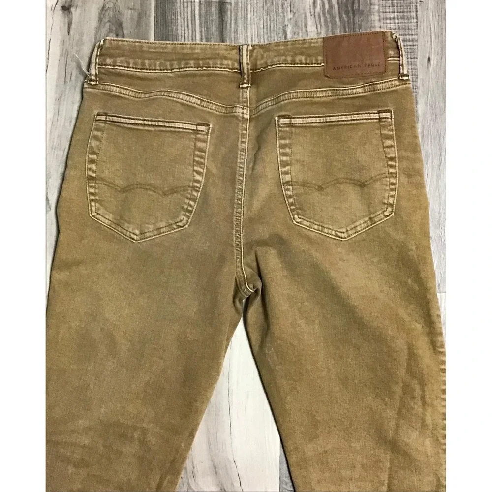 American Eagle Next Level Flex Slim Jeans Mens 33x30 Khaki Tan Stretch Denim